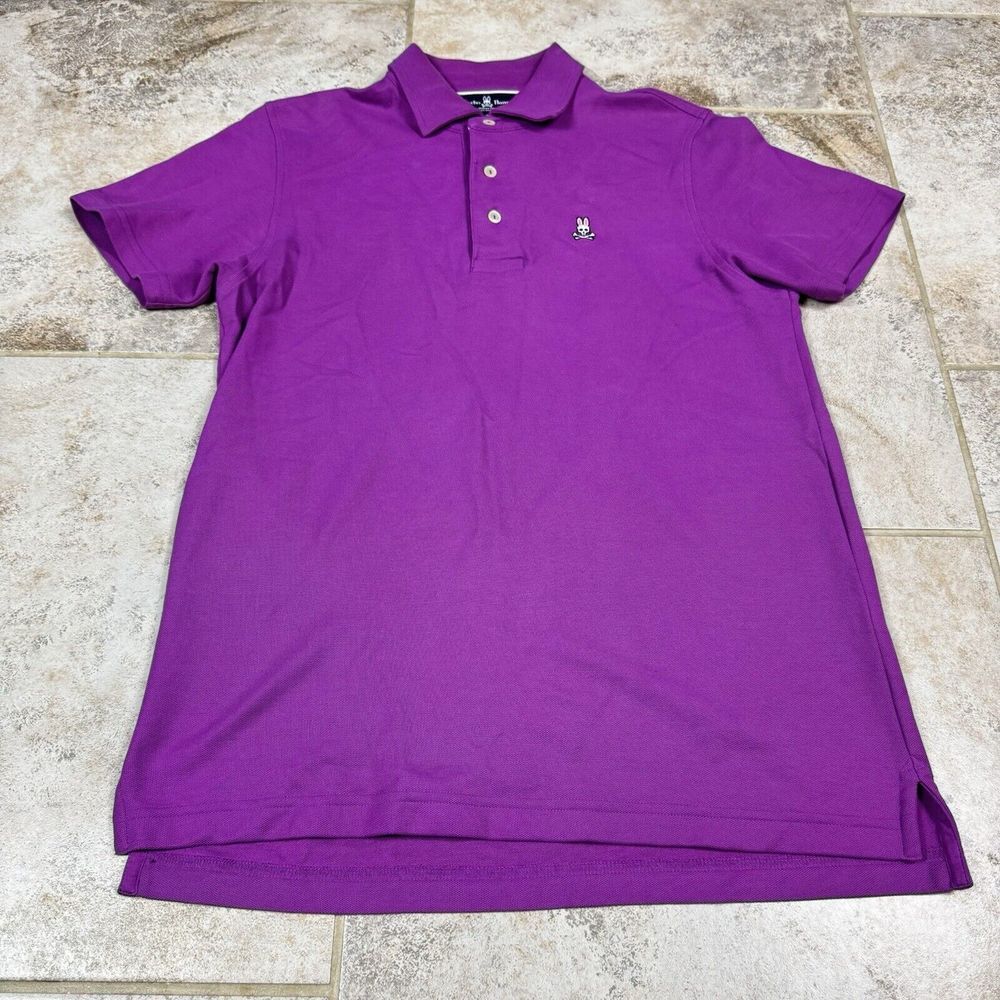 Psycho Bunny Purple Classic Polo Embroidered Logo Pique Cotton Mens 4